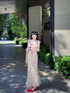 Printed Sleeveless Frills Straps Long Dresses